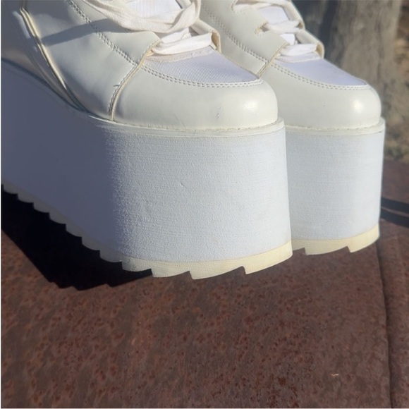 Women's White Platform Sneakers - Picture 4 of 9